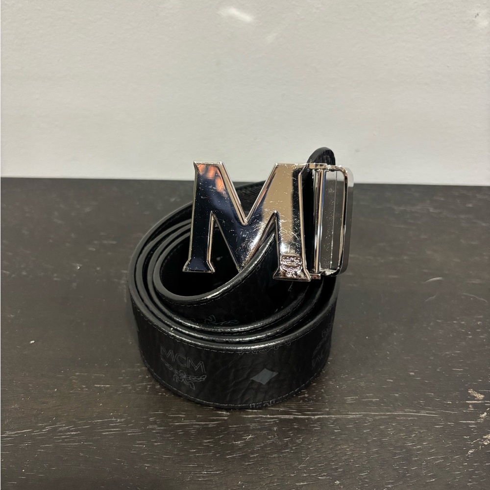 MCM Black Belt with Silver Buckle